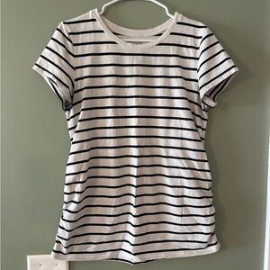 Old Navy Black and White Striped Maternity Tee